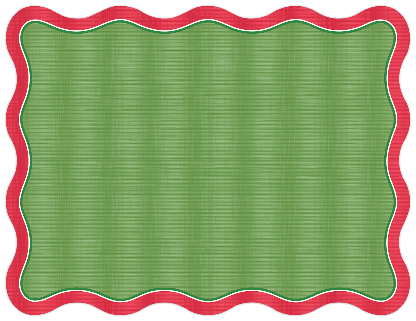 Posh Die-Cut Placemat-Handpainted Green and Red Linen