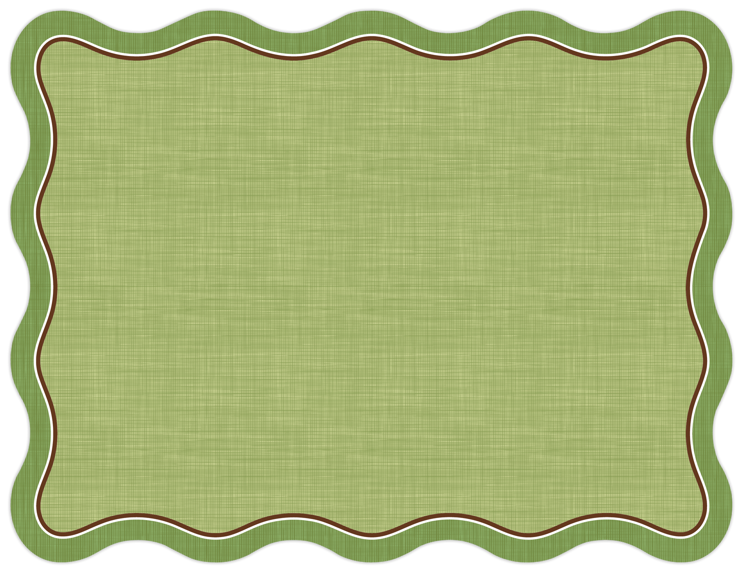 Posh Die-Cut Placemat-Handpainted Green Linen with Green & Brown Border