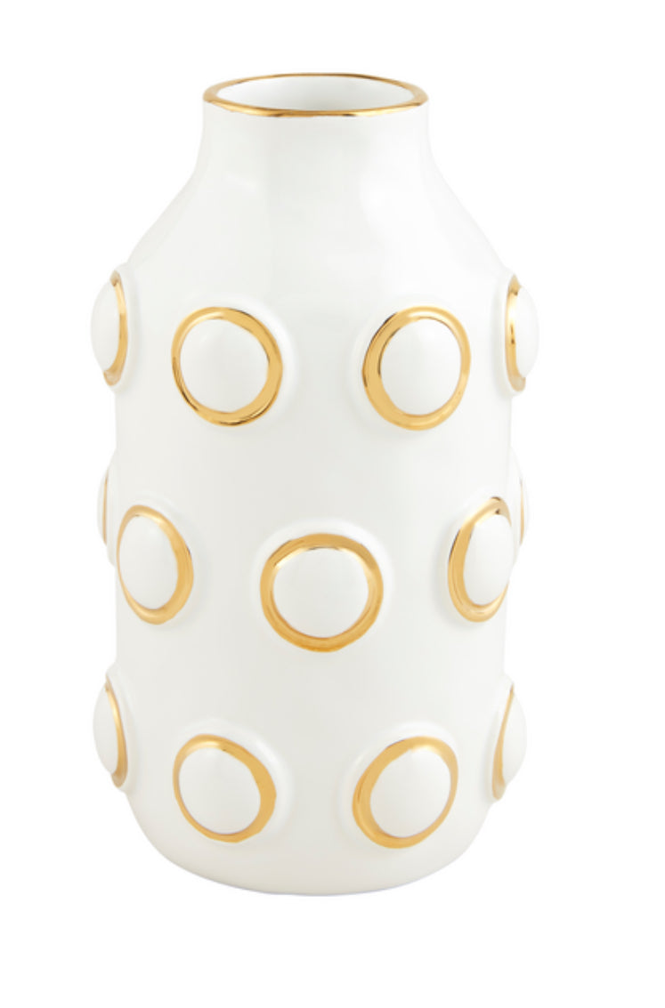 Large Gold Bead Ceramic Vase