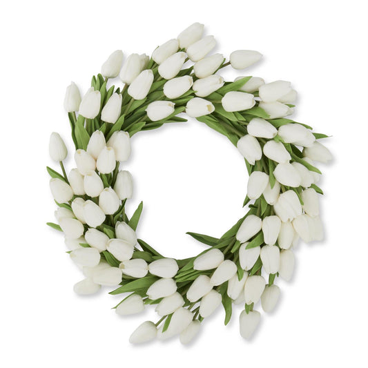 22 INCH WHITE REAL TOUCH MINI TULIP WREATH