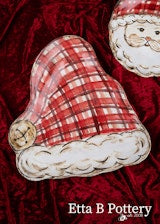 Santa Hat Platter - Christmas Gingham