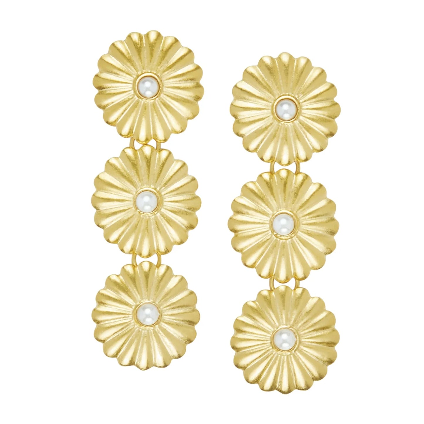 Connie Pearl Triple Stack Earring
