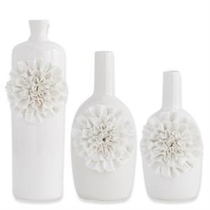 White Ceramic Vases w/White Carnations