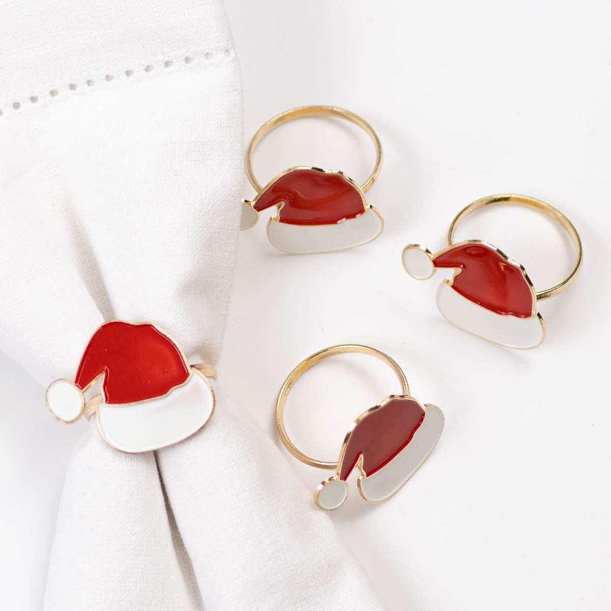 Santa Hat Napkin Rings Set of 4