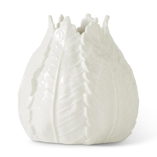 6 Inch White Ceramic Leaf Vase