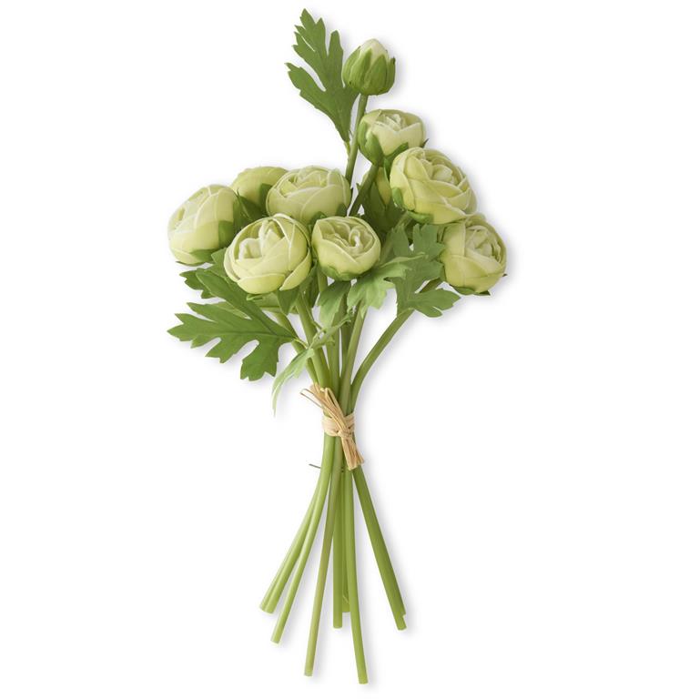 15 Inch Green Real Touch Ranunculus Bundle (10 Stems)
