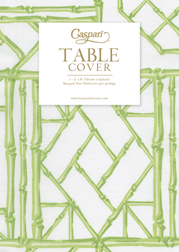 Bamboo Screen Moss Green-Ppr Linen Print Airlaid Tablecover 5.2'X8.2'
