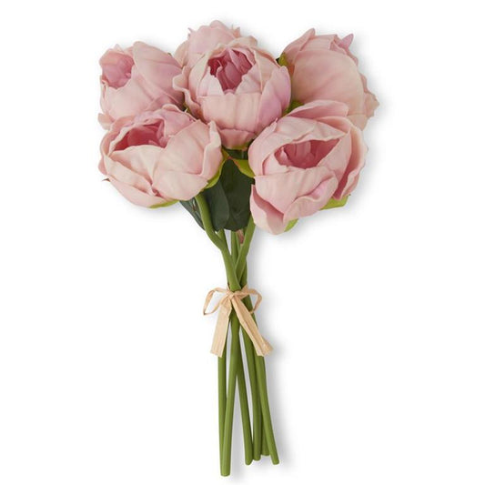 12 Inch Pink Real Touch Peony Bundle (6 Stem)
