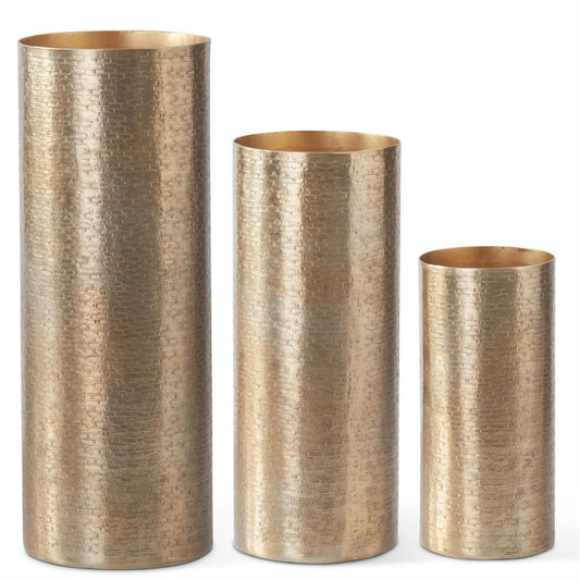 Textured Antiqued Cold Cylinder Vases