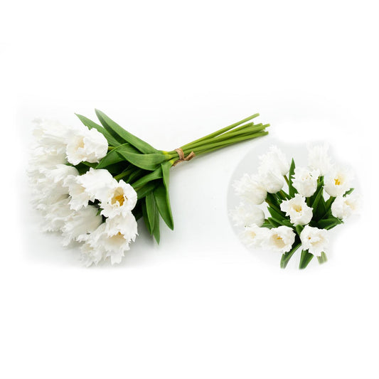 Real Touch Parrot Tulip Bundle - White