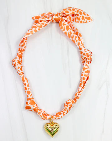 Carolina Hill - Orange leopard scarf necklace