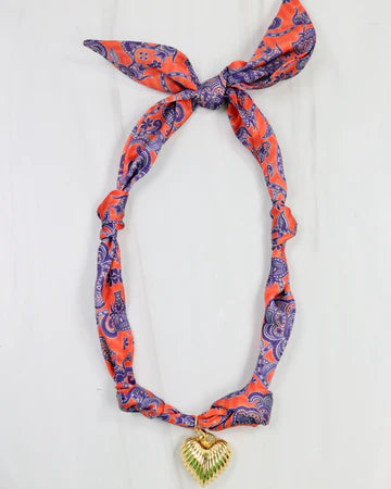 Carolina Hill - Navy red scarf necklace