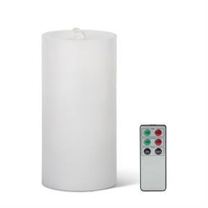 7.75 Inch White LED Wax Pillar Candle w/Timer