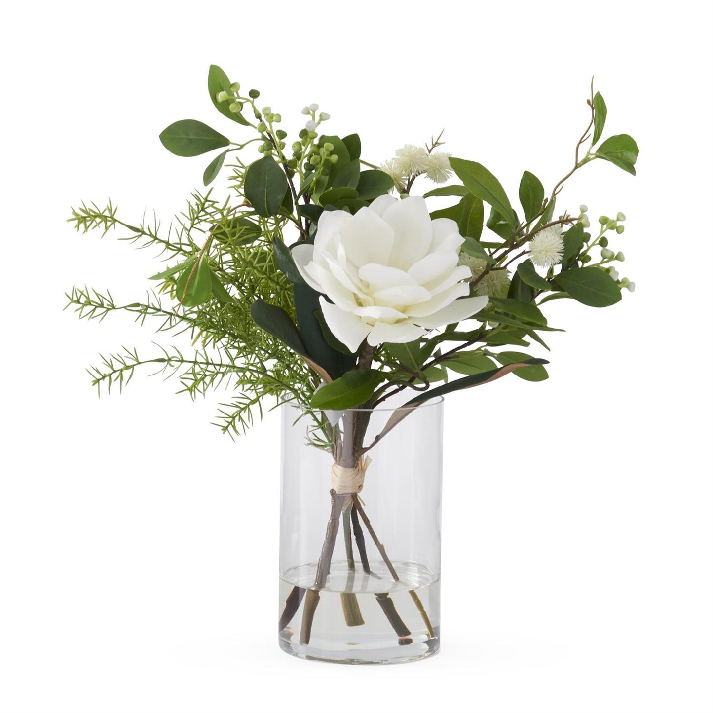 21.5in White Magnolia & Foliage Premade w/faux water