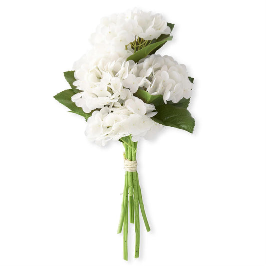 13 Inch Light Real Touch Hydrangea Bundle - White