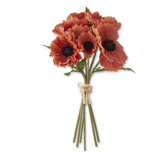 12.5 Inch Orange Real Touch Poppy Bundle - 6 Stems