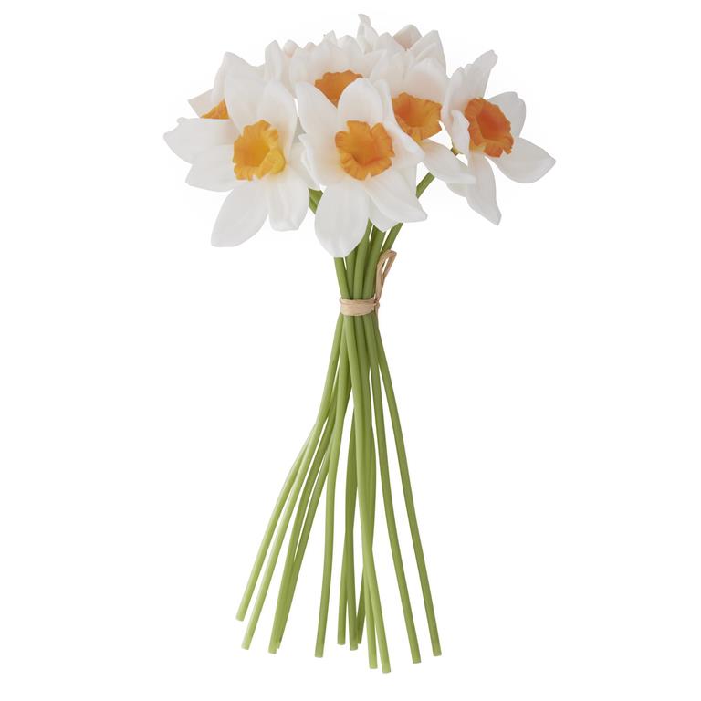 11 Inch White & Yellow Real Touch Daffodil Bundle