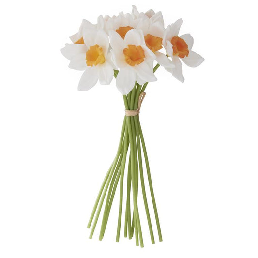 11 Inch White & Yellow Real Touch Daffodil Bundle