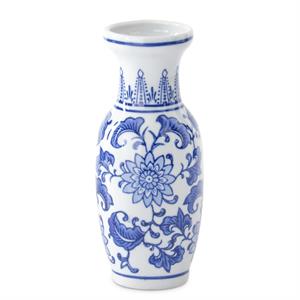 Blue & White Ceramic Chinoiserie Bud Vases