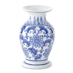 Blue & White Ceramic Chinoiserie Bud Vases