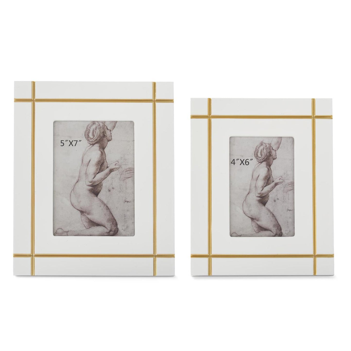 Gold Inlay White Photo Frames