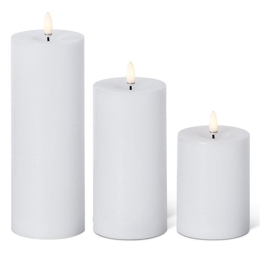 Set of 3 White ON/OFF Touch LED Pillar Candles w/Timer