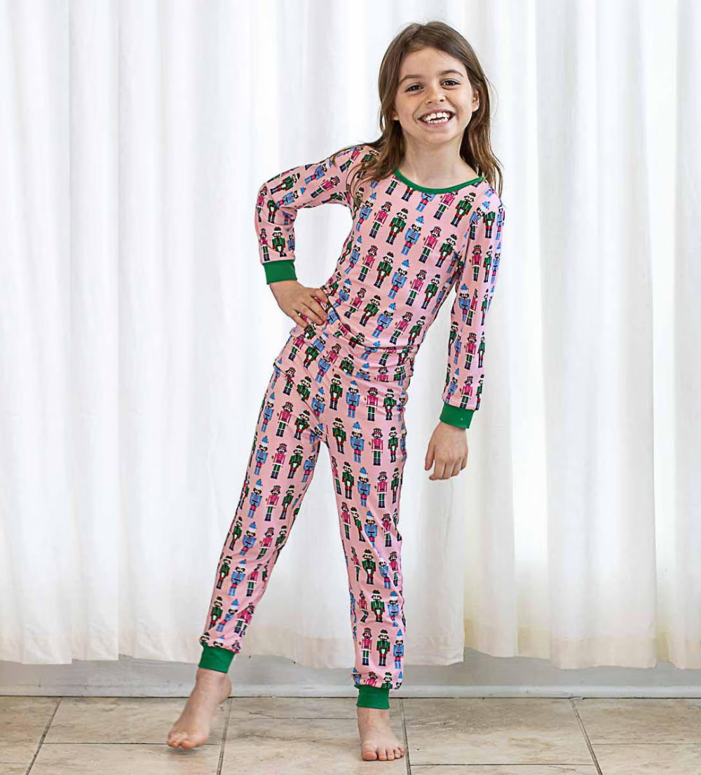 Kid's Nutcracker March Long Sleeve Pajamas Light Pink/Multi