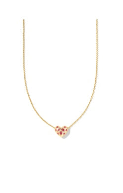 Holland Heart Pend Necklace Gold Pink Crystal