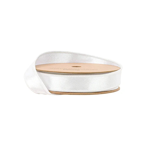 1" Wired Shimmer Satin Ribbon - White