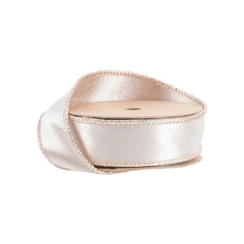 1" Wired Shimmer Satin Ribbon - Champagne