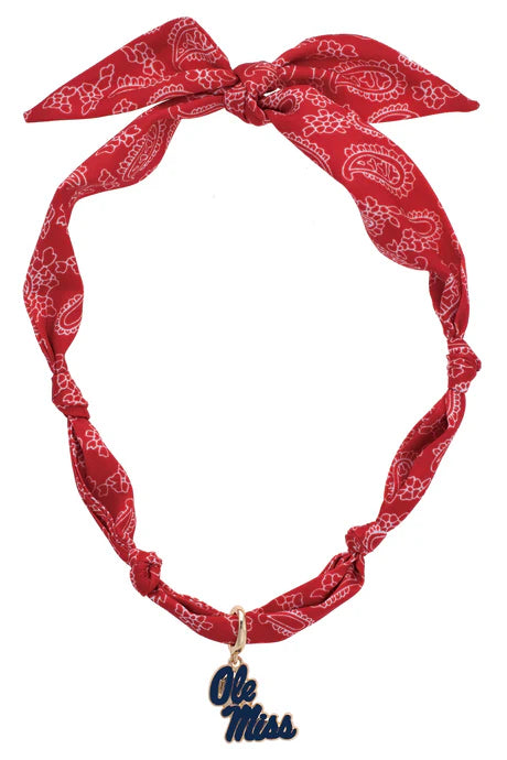 Ole Miss logo bandana scarf necklace