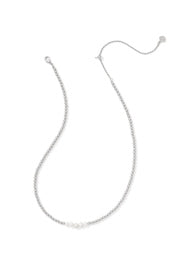 EVE BEADED STRAND NECKLACE SILVER WHITE PEARL