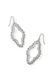 ABBIE BEADED OPEN FRAME EARRINGS SILVER