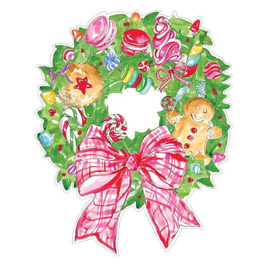Christmas Wreath Holiday Treats Pink Posh Die-Cut Placemat