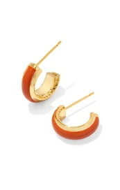 Ainsley Huggie  Earring Gold Orange Enamel