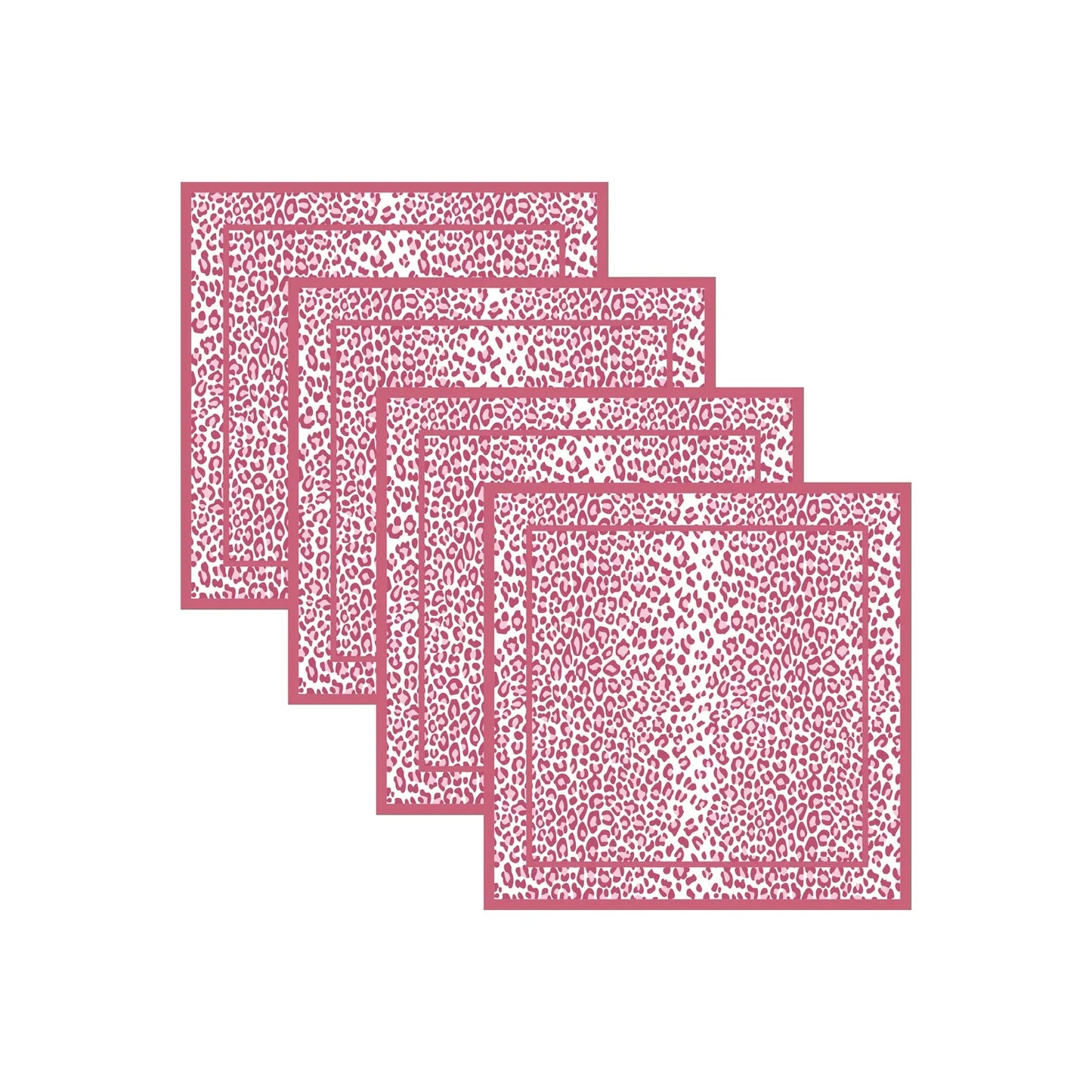 LINENS Leopard Napkins 20 x 20 Set of 4 (Pink and White) 3353