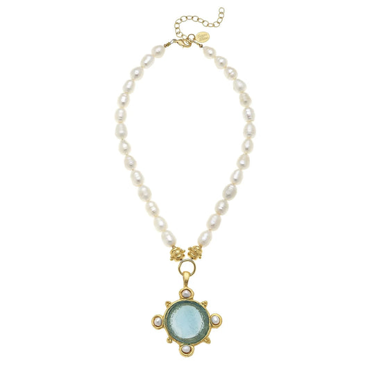 Venetian Glass Marie Coin Necklace 3394AQ