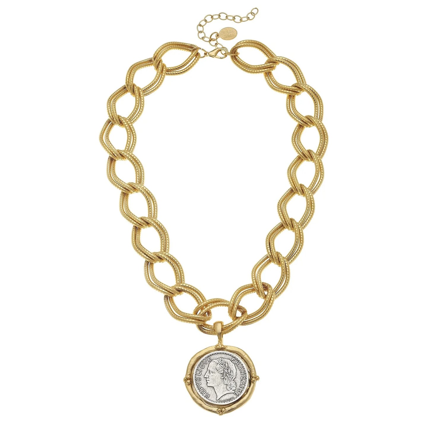 Large Gold/Silver & Coin  Chain Necklace
