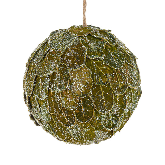 Layered Green Leaf Ball Ornament - 4in