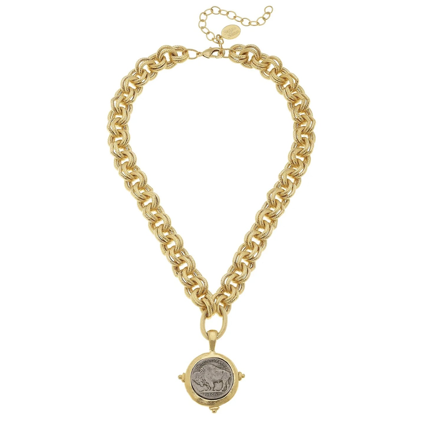 Gold Buffalo Coin Necklace