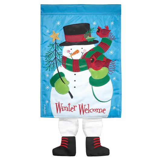 Snowman with Top Hat Flag