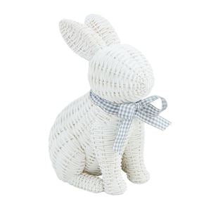 White Wicker Resin Bunny