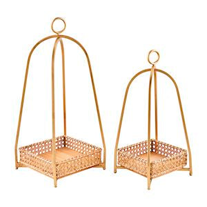 Cane Tray Lantern Set