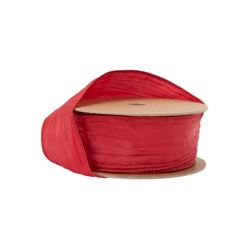 1 1/2" Wired Crinkle Ribbon | Red | 10 Yard Roll