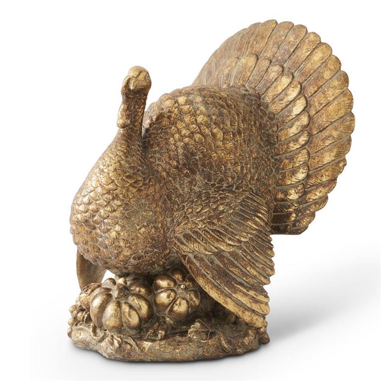 17 Inch Resin Antique Gold Turkey