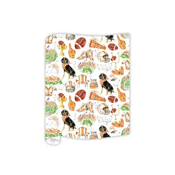 Orange Coonhound Football Icons Table Runner