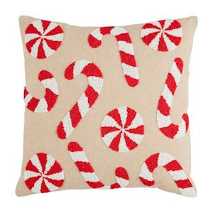 CANDY CANE BEADED PILLOW