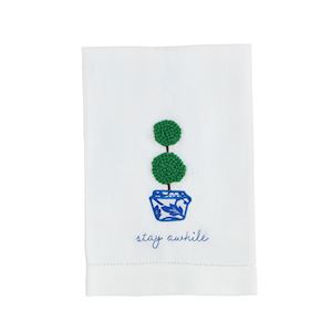 Stay Boxwood Embroid Towel