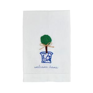 Welcome Boxwood Embroid Towel