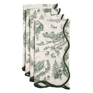 Green Toile Dinner Napkin Set